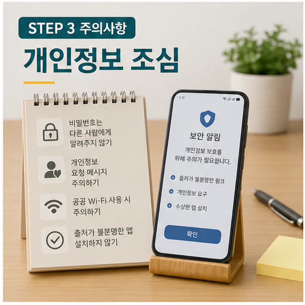 스마트폰 활용 꿀팁! '어디나 5분 클래스'에서 알려드려요 사용법과 활용 팁 본문 이미지 3: STEP 3 주의사항