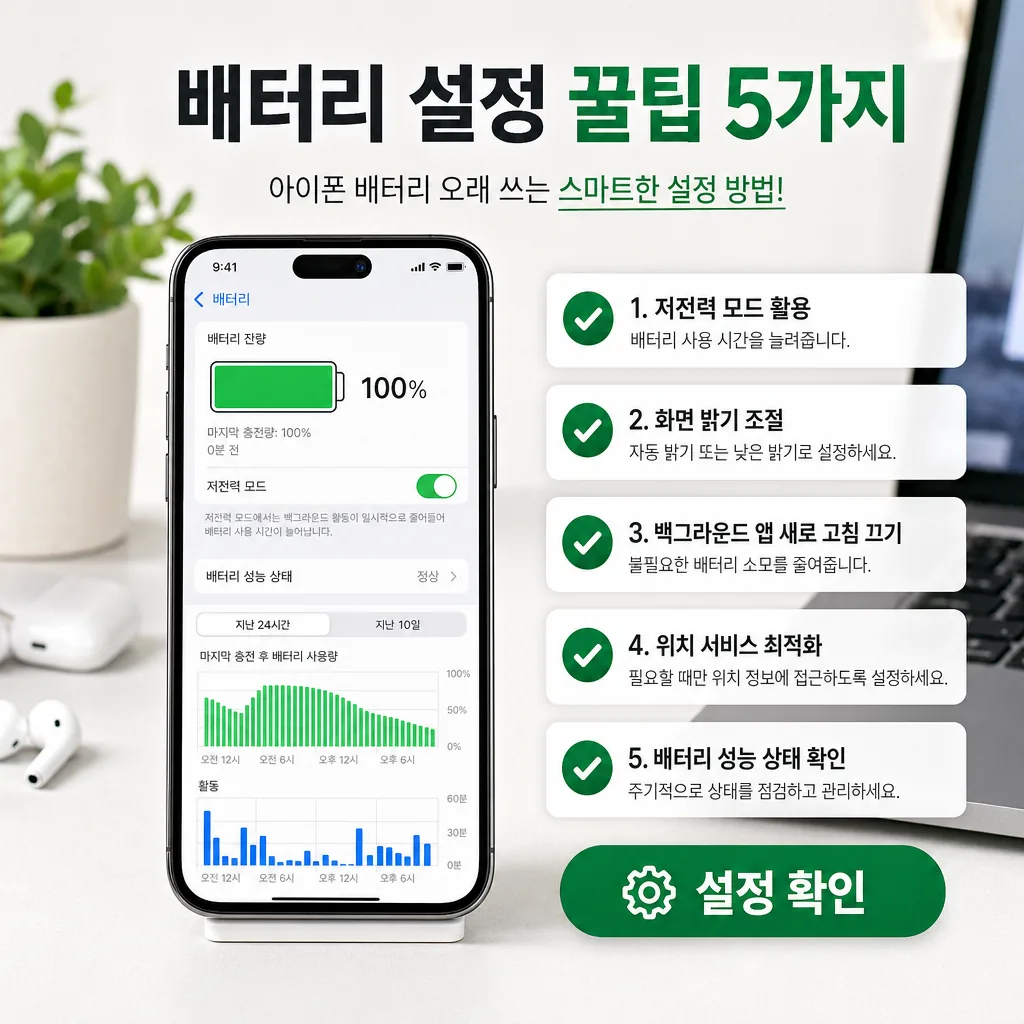 아이폰 배터리 부족하다면? 배터리 설정 꿀팁 5가지 실무 활용 체크리스트 본문 이미지 1
