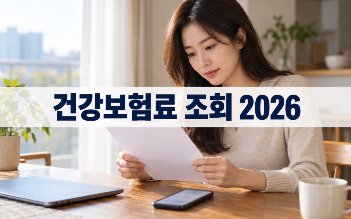 집에서 보험료 안내문과 스마트폰을 살펴보며 건강보험료를 확인하는 직장인