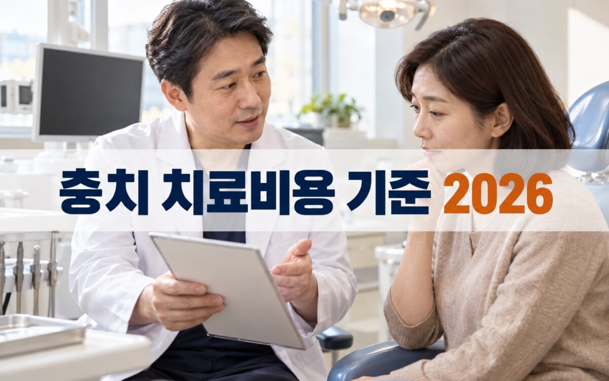 치과 상담실에서 치과의사가 환자에게 충치 치료 비용을 설명하는 모습