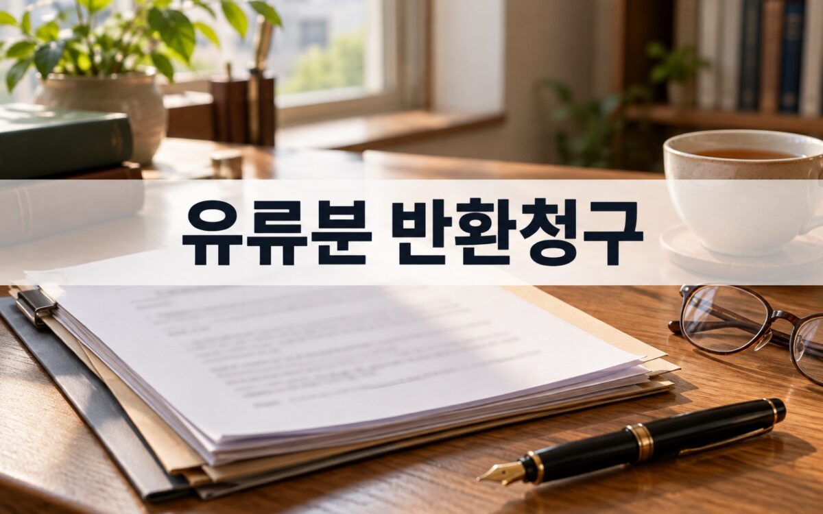 유류분 반환청구 안내: 상속 서류와 만년필, 안경이 놓인 책상 위 클로즈업