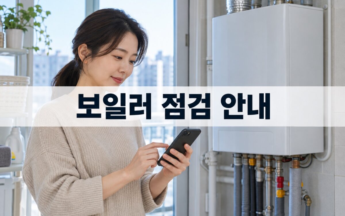 가정용 보일러 점검 전 경동나비엔 A/S 접수 방법을 확인하는 모습