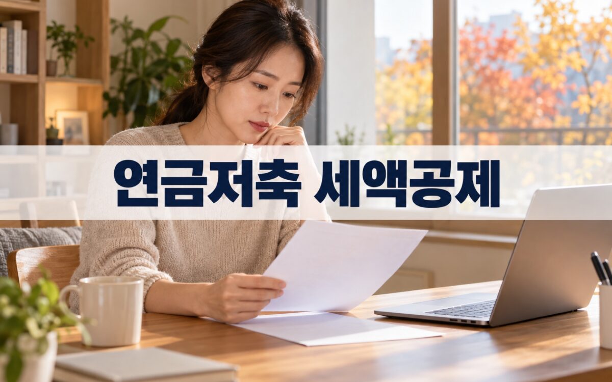 가정 서재에서 연금계좌 납입 내역을 확인하는 직장인